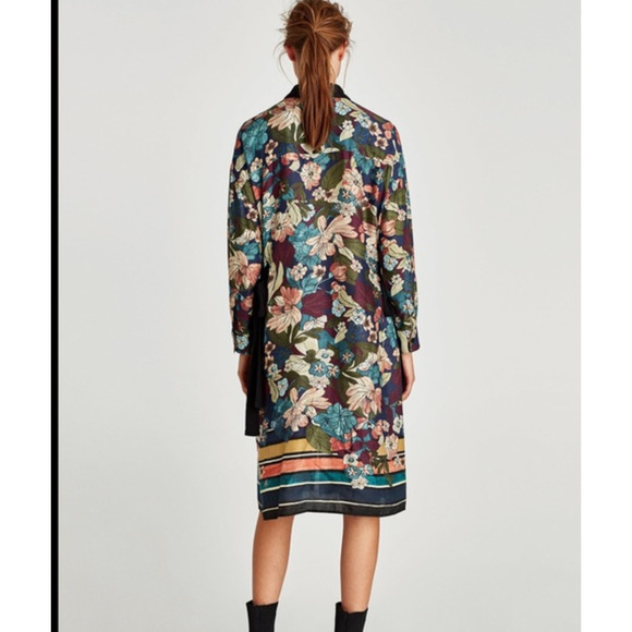 Zara Basic Collection Size XS Multicolor Floral Print Shirt Dress‎ - Picture 3 of 8